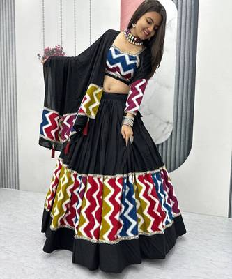 Designer Black Navratri Lehenga Choli with Dupatta 3