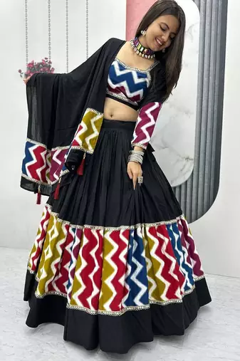 Designer Black Navratri Lehenga Choli with Dupatta
