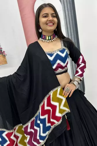 Designer Black Navratri Lehenga Choli with Dupatta