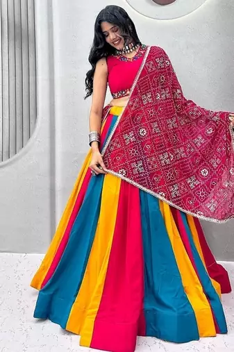 Navaratri Special Cotton Lehenga Multi Color