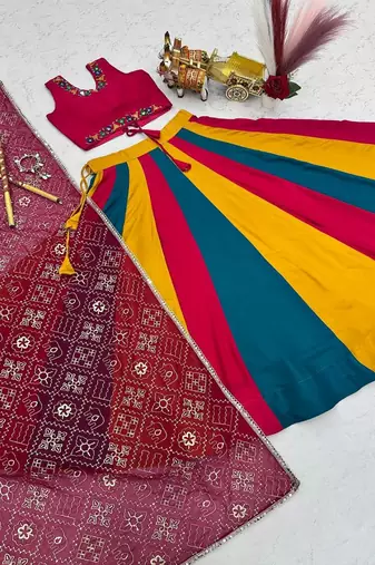 Navaratri Special Cotton Lehenga Multi Color