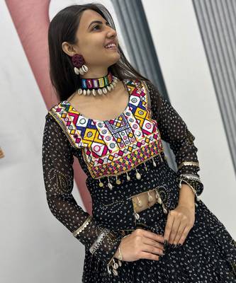 Black Bandhni Printed Lehenga Choli Coord Set Red Color 4