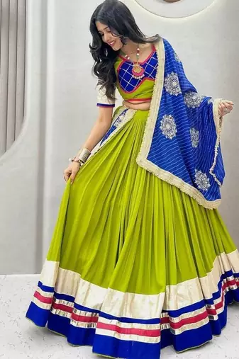 Parrot Green Navratri Special Lehenga Choli