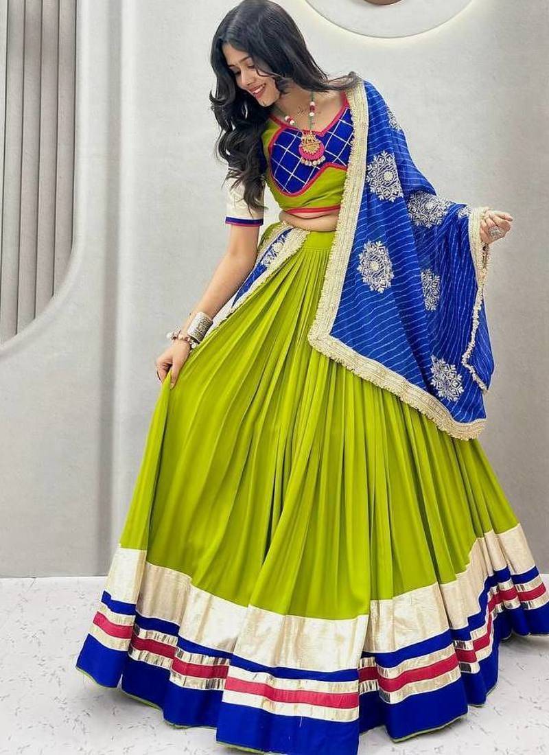 Parrot Green Navratri Special Lehenga Choli