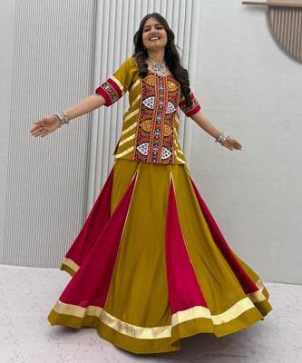 Green Cotton Navratri Special Lehenga Choli 1