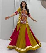 Green Cotton Navratri Special Lehenga Choli