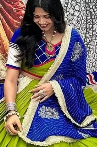 Parrot Green Navratri Special Lehenga Choli