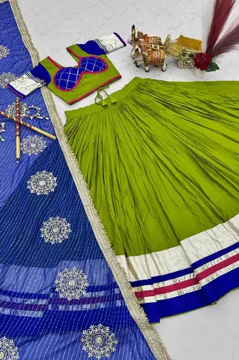 Parrot Green Navratri Special Lehenga Choli