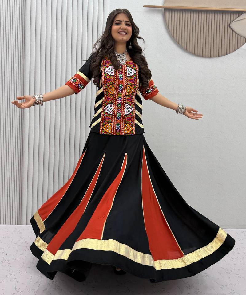 Black Cotton Navratri Special Lehenga Choli