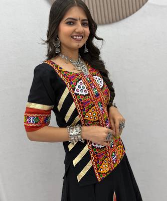 Black Cotton Navratri Special Lehenga Choli 4