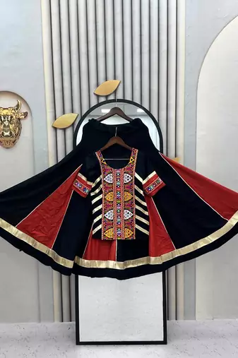 Black Cotton Navratri Special Lehenga Choli