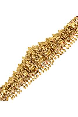 Gold plated faux ruby faux emerald studded divine goddess laxmi accent kamar patta kamarbandh belly chain 2