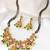 Gold plated cubic zirconia synthetic stone & black beads studded mangalsutra & dangle earrings jewellery