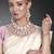 Rose gold plated kundan crystal & beads studded bridal necklace earrings maangtikka hath panja nathiya
