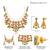 Gold plated cubic zirconia synthetic stone & black beads studded mangalsutra & dangle earrings jewellery