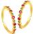 Gold plated green rani pink cubic zirconia studded adjustable toe ring stylish fancy daily regular