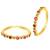 Gold plated green rani pink cubic zirconia studded adjustable toe ring stylish fancy daily regular