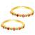 Gold plated green rani pink cubic zirconia studded adjustable toe ring stylish fancy daily regular