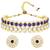 Gold plated kundan synthetic stone & beads studded blue necklace & round stud earrings set
