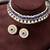 Gold plated kundan synthetic stone & beads studded blue necklace & round stud earrings set