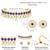 Gold plated kundan synthetic stone & beads studded blue necklace & round stud earrings set
