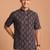 Multicolor printed cotton blend half sleeves short kurta for men