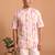 Multicolor printed cotton blend half sleeves short kurta for men