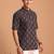 Multicolor printed cotton blend half sleeves short kurta for men
