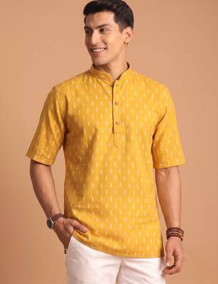 Multicolor printed cotton blend half sleeves short kurta for men 1