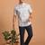 Multicolor printed cotton blend half sleeves short kurta for men