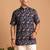 Multicolor printed cotton blend half sleeves short kurta for men