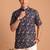 Multicolor printed cotton blend half sleeves short kurta for men