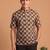 Multicolor printed cotton blend half sleeves short kurta for men