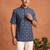 Multicolor printed cotton blend half sleeves short kurta for men