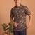 Multicolor printed cotton blend half sleeves short kurta for men