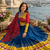 Navy Blue Rayon Cotton Navratri Lehenga Choli with Embroidered Dupatta