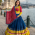 Navy Blue Rayon Cotton Navratri Lehenga Choli with Embroidered Dupatta