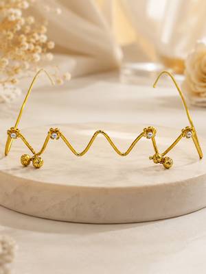 Gold plated pearl floral facelet for women | bridal traditional face jewelry 2