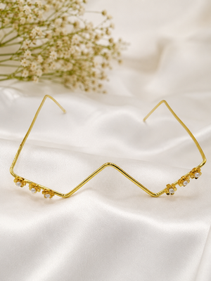 Gold plated pearl floral facelet for women | bridal traditional face jewelry 2