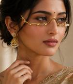 Gold plated pearl floral facelet for women | bridal traditional face jewelry