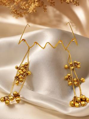 Gold plated pearl floral facelet for women | bridal traditional face jewelry 2