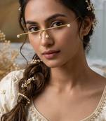 Gold plated pearl floral facelet for women | bridal traditional face jewelry