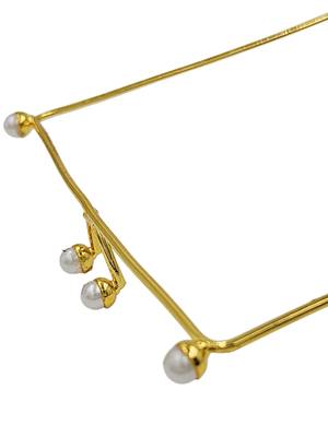 Gold plated pearl floral facelet for women | bridal traditional face jewelry 5