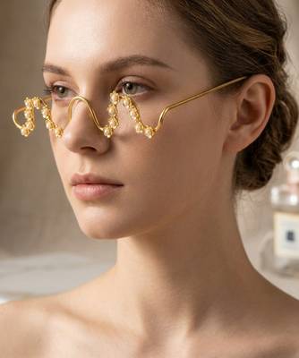 Gold plated pearl floral facelet for women | bridal traditional face jewelry 1
