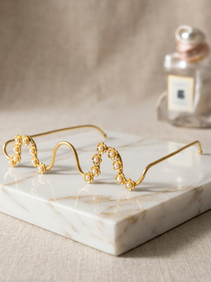 Gold plated pearl floral facelet for women | bridal traditional face jewelry 2