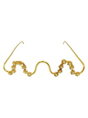 Gold plated pearl floral facelet for women | bridal traditional face jewelry 3