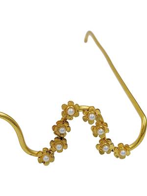 Gold plated pearl floral facelet for women | bridal traditional face jewelry 4