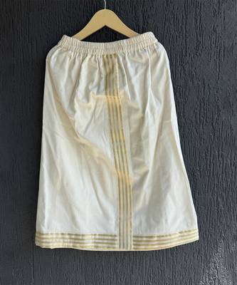 Off white cotton silk mundu shirt set 2