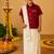 Maroon cotton silk mundu shirt set
