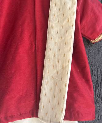 Maroon cotton silk mundu shirt set 3